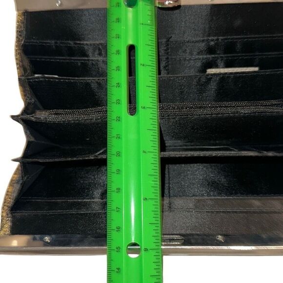 Mirror Mirror Black & Metallic Gold Snakeskin Print Clutch Wallet Ladies OS - Picture 11 of 11